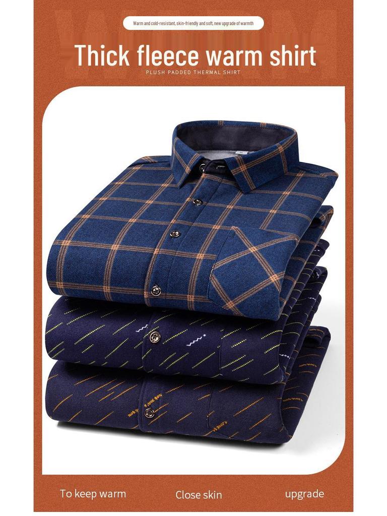 Men's Winter Warm Double-Sided Velvet Long-Sleeve Shirt