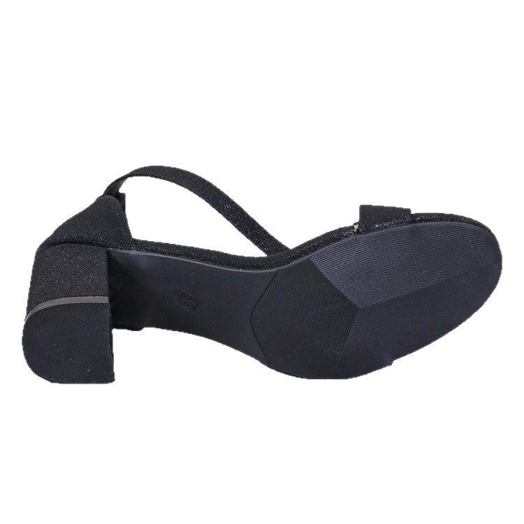 2025 neue Überseehandel offene europäische und amerikanische Stil Übergröße runde Zehenpartie hohl Ein-Wort-Schnalle Damen Sandalen mit hohen Absätzen