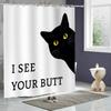 Funny Cat Shower Curtain Set Lovers for Bathroom Decor Farm Kids Bath Curtains with 12 Hooks  I See Your Butt Themed