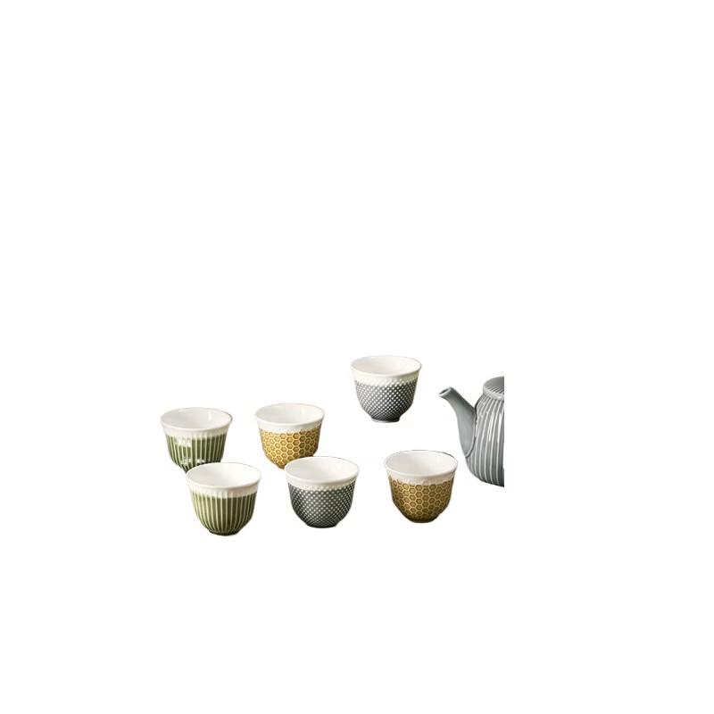 JOYYE Japanese Style Carved White Porcelain Kung Fu Tea Set