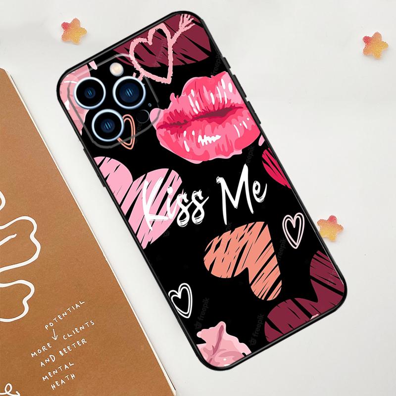 

Чехол для телефона Lipstick Love Fashion для iPhone 17 Pro Max 14 11 15 16 Pro Max 12 13 mini 16 Plus 16e 17 Air Funda iPhone 13