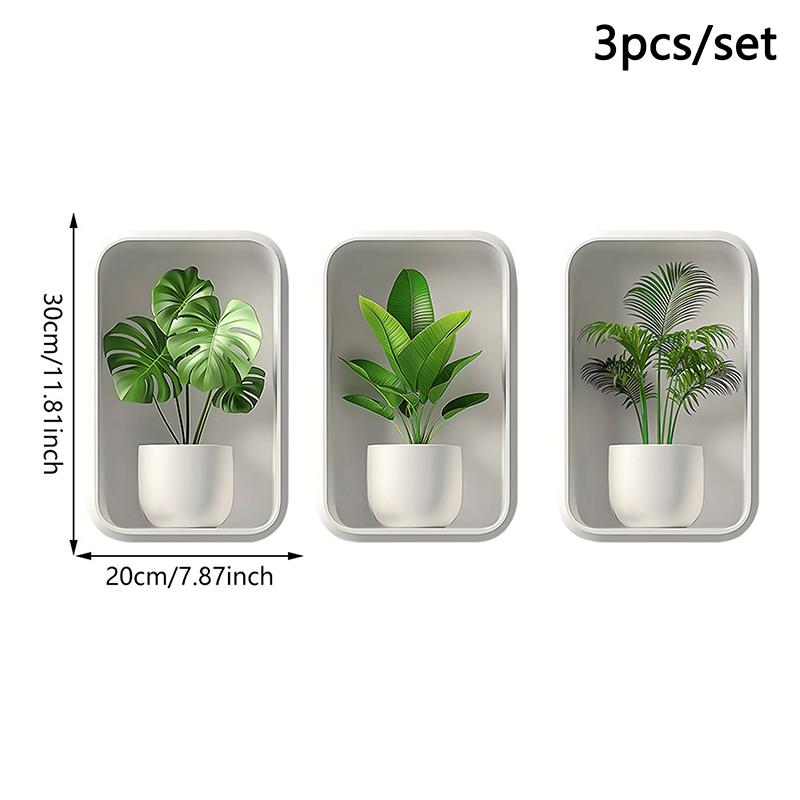 

3D Наклейки на стену, Зеленое растение в горшке, Имитация окон, Гостиная, Прихожая, Комната, Фон для стены, Самоклеящиеся наклейки на стену