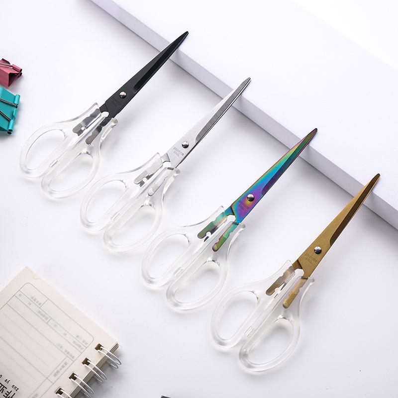 1 Pcs Office Scissors,Transparent Handle Scissors Anti Rust,Handmade Diy Domestic Office Stationery,Paper Cut Pruning ZS-17