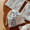 Convenient Lace-Cutout Embroidered Drawstring Storage Bag Single Layer Retro Storage Pouch Multi-Purpose Organizer Travel