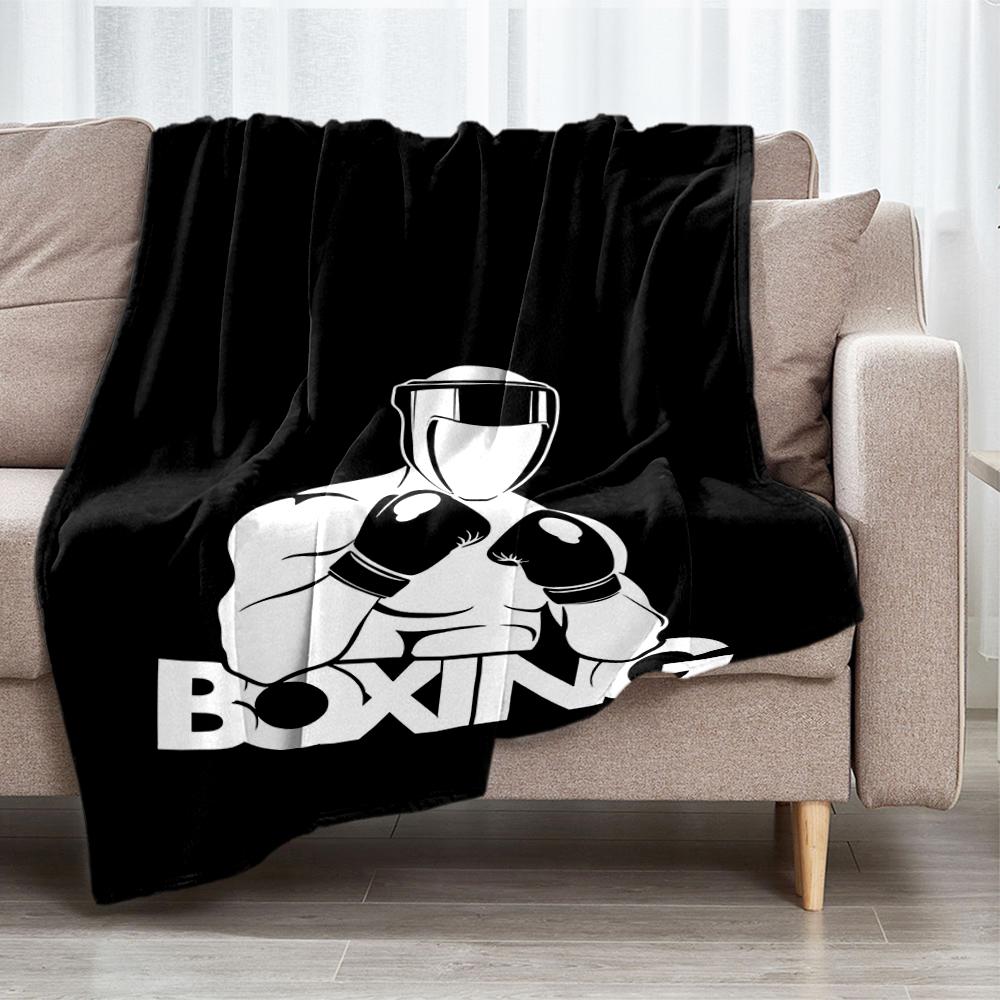 Boxing Theme Printed Blanket - Perfect for Couch, Bed, Travel & Outdoor Use | Machine Washable, Cozy & Durable.