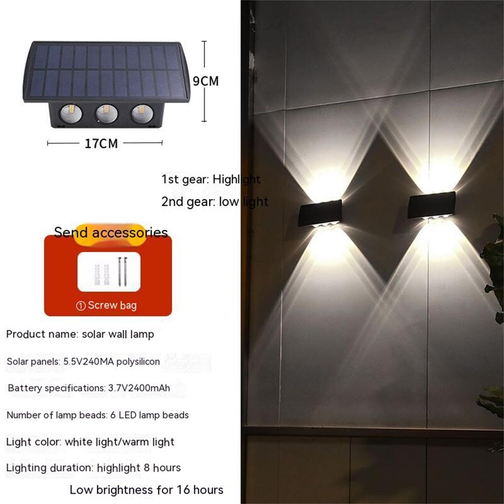 Solar Wall Lamp 5 5V240MA Solar Panel 3000-3200k IP65 Waterproof 2 Adjustable