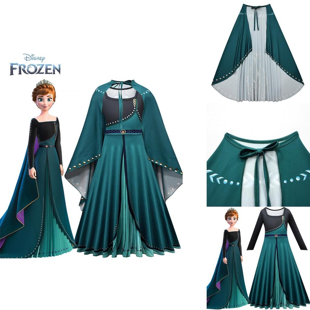Kids Frozen Anna Cosplay Costume Dress Cloak Outfit Fancy Dress Party Roleplay