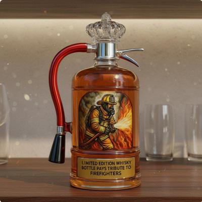 Fire Suppression Decanter Firefighter Tribute Spirit Bottle Novelty Glass Beverage
