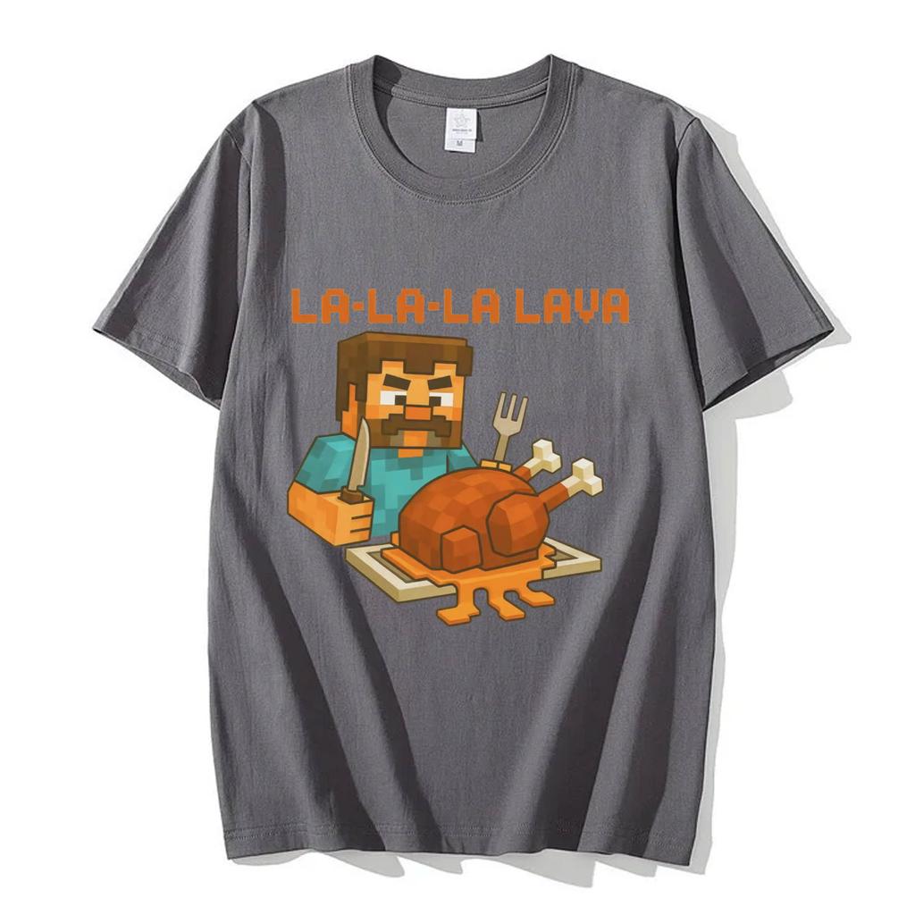La-La-La Lava Chicken Jockey Funny Meme T-shirt Men Women Clothing Y2k Fashion Cartoon T Shirts Summer Casual Cotton T-shirts