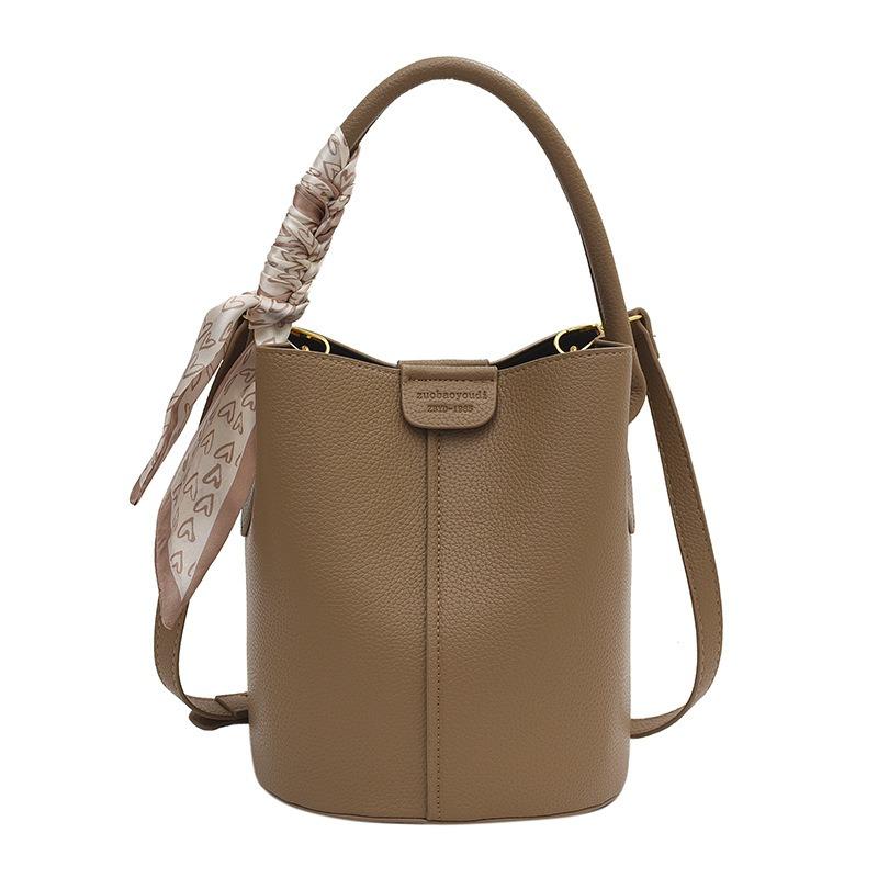 

Macaron silk scarf bucket bag early spring shoulder messenger bag women s bag retro wind bucket type