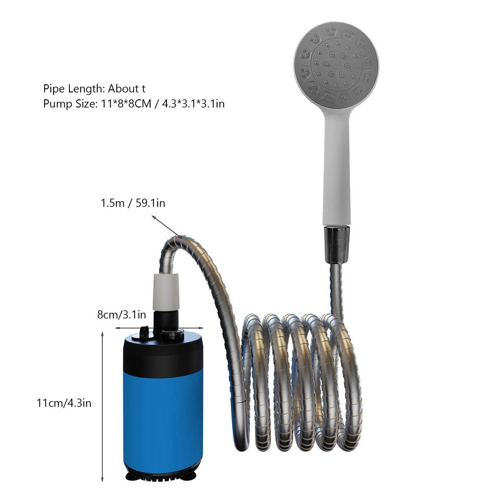 Doccia portatile Doccia da campeggio Doccia esterna Doccia elettrica portatile Soffione da campeggio ricaricabile compatto alimentato a batteria