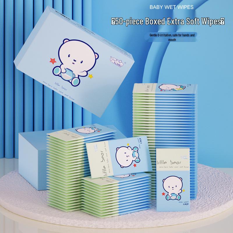 50 Pack Portable Baby Hand & Mouth Cleaning Wet Wipes - Disposable, Individually Wrapped Tissue
