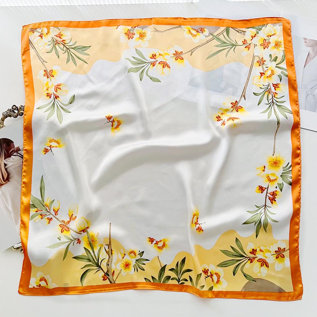 New national style flower printing silk scarf square scarf high-end shawl sunscreen neck small square scarf headscarf women's scarf