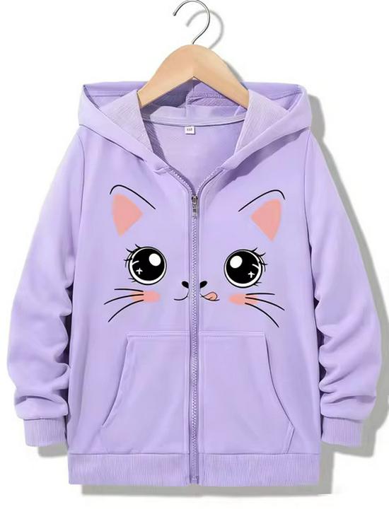 Kawaii Cat Terrier Zipper Hoodie - Casual Y2K Style for Boys & Girls