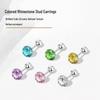 6mm Flashy Titanium Steel Threaded Ear Studs with Diamond for Cartilage and Ear Care