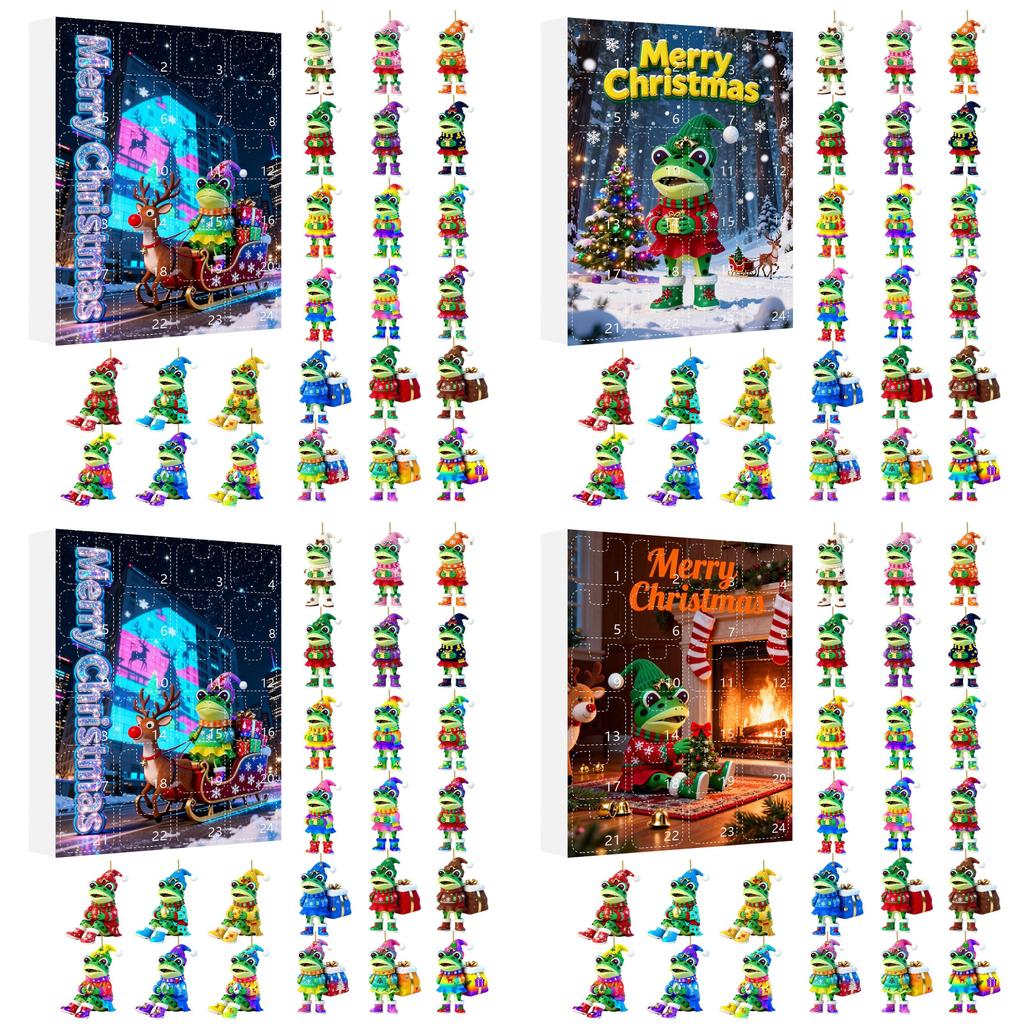 Christmas Countdown Calendar With Frog Acrylic Hanging Decorations For Holiday Room Decor