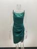 Abito Slimming Sottile Satinato Chic Europeo e Americano 2025 con Spallina Sexy