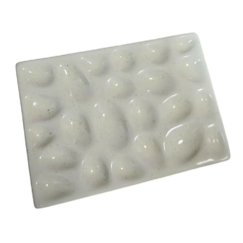 

Reusable Ceramic Paint Palette Multi Compartment Watercolor Mixing Tray Travel бежевый