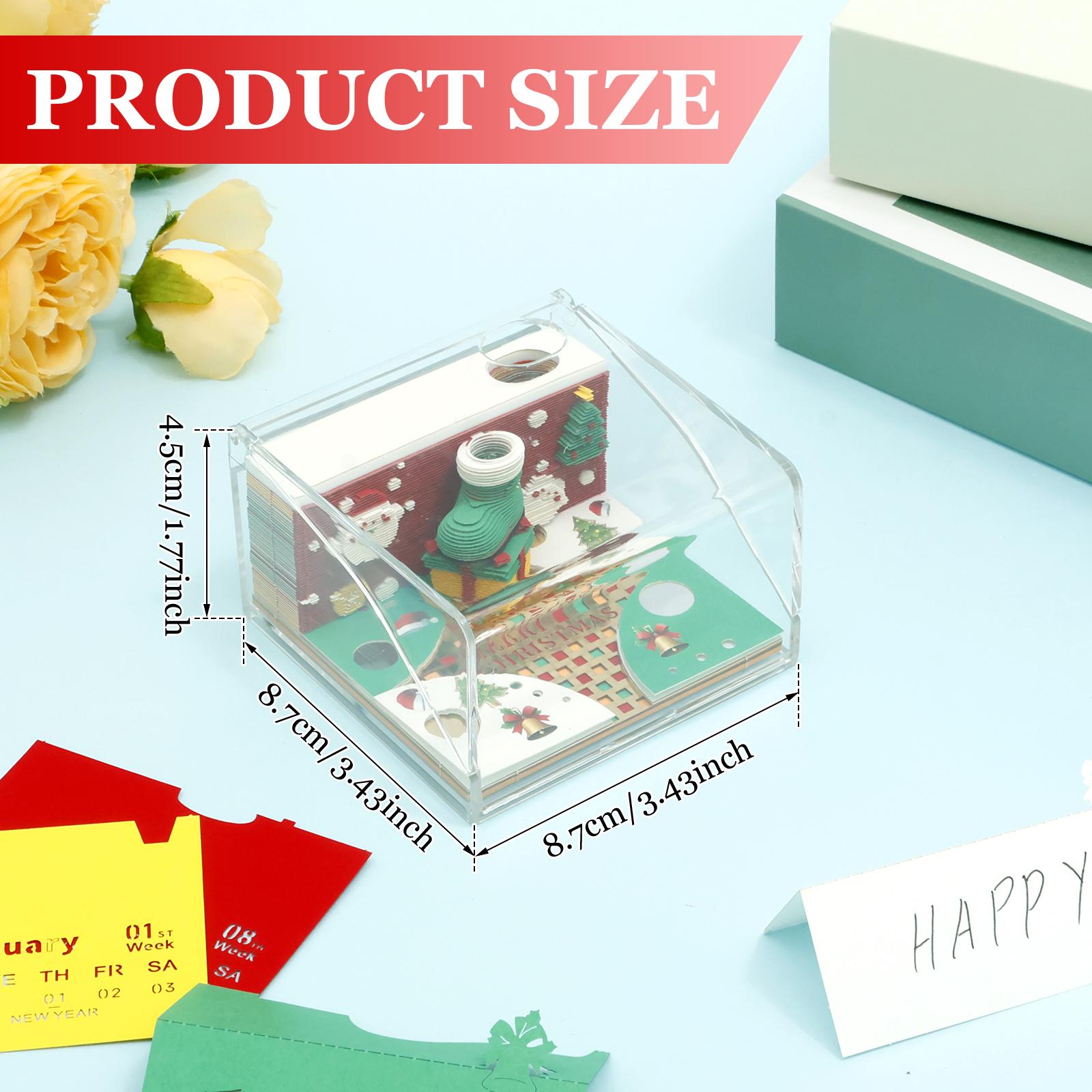 

3D Art Calendar Memo Pad 2026 Creative Tear Away 3D Desk Calendar Notepad with/No LED Light Nonstick Paper Carving Notepad Decor