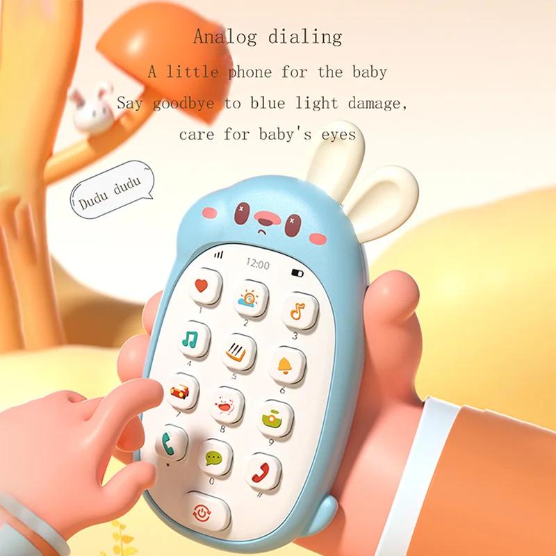 Baby Beißspielzeug Telefon Ungiftig Und Geruchlos Multifunktionales Musiktelefon Kinder Hasen Spielzeug Keine Batterie