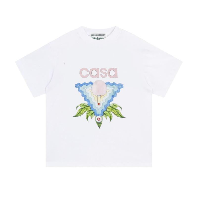 Casablanca Unisex Short Sleeve T-Shirt With Cosmic Castle Letter Print Loose Fit Cotton Tee