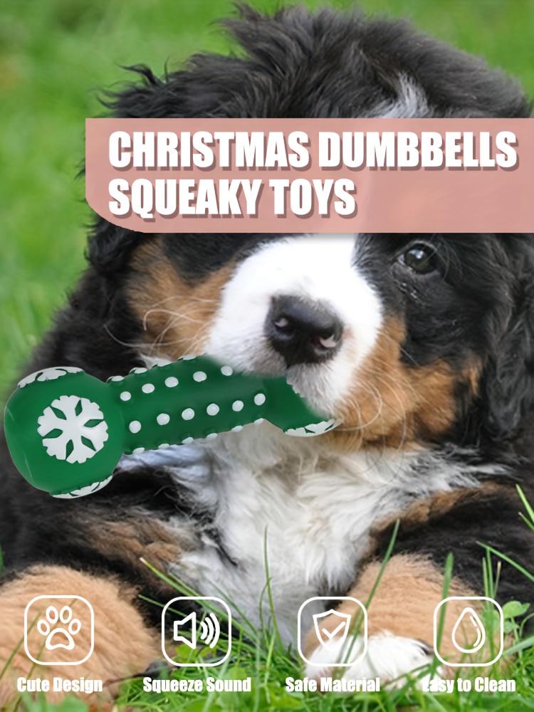Christmas Dog Squeaky Dumbbell Toys, Santa Snowman Snowflake Pet Chew Toys, Festive Interactive Dog Toys for Teeth Cleaning