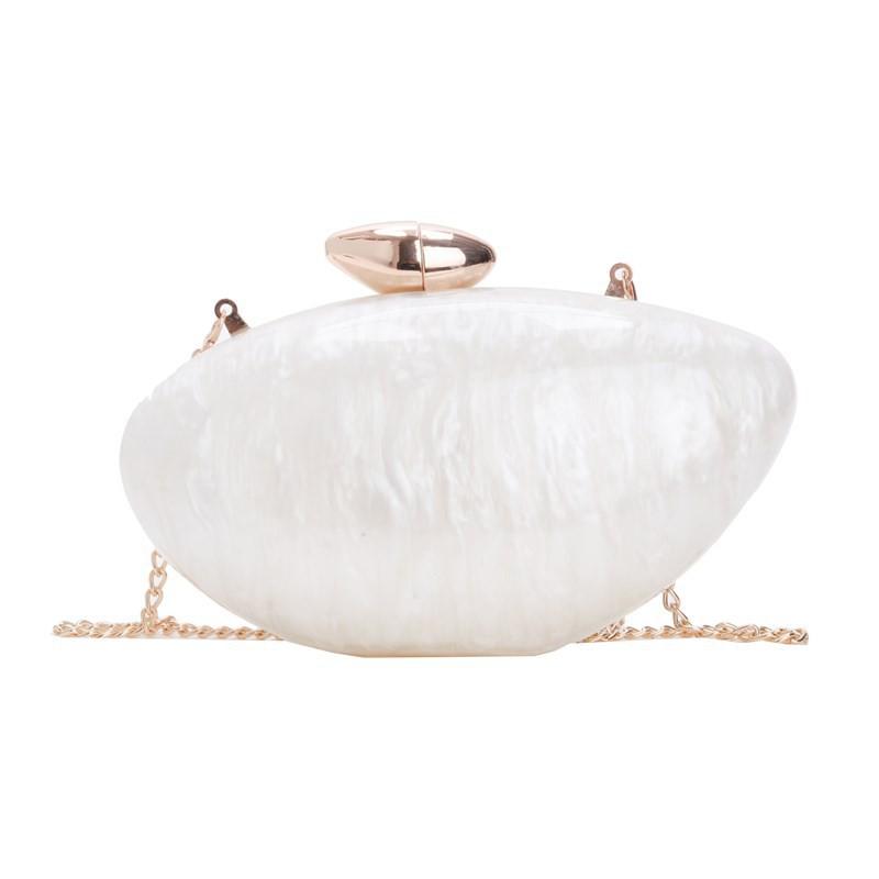 Acrylic Clutch Bag Women Oval Shell Shape Chain Strap Hard Structure Gender-Neutral Fashion Evening Handbag