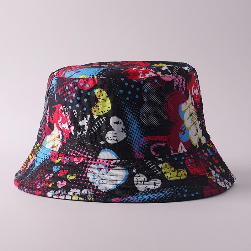 Digital printing small edge bucket hat spring and summer double-sided can wear outdoor sunshade basin hat spot