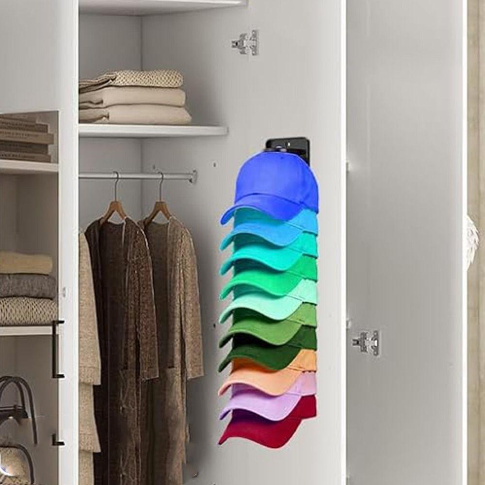Built-In Spring Clips Hat Display Rack Strong Adhesive Multi-layer Baseball Caps Organizer Holds 10 Caps Sturdy Cap Hanger