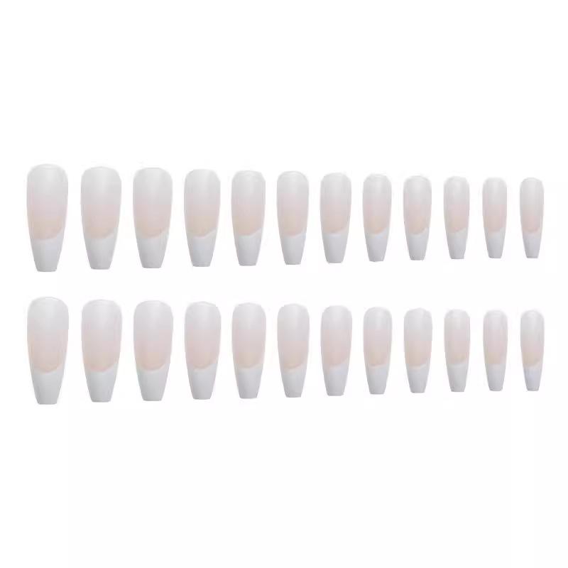 PD-254 Round Art French False Nails - 24 Piece Wearable Manicure Stickers Set