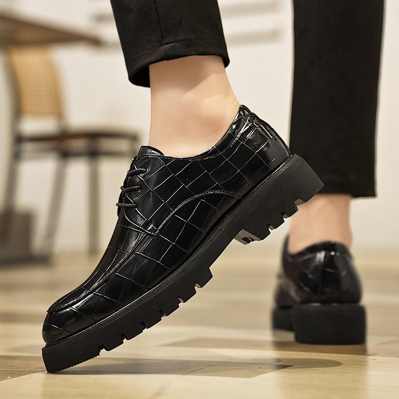 Herren Lederschuhe mit dicker Sohle Trendiger Britischer Gentleman Stil Täglich Business Büro Freizeit Party Hochzeit Erwachsen braune Schuhe