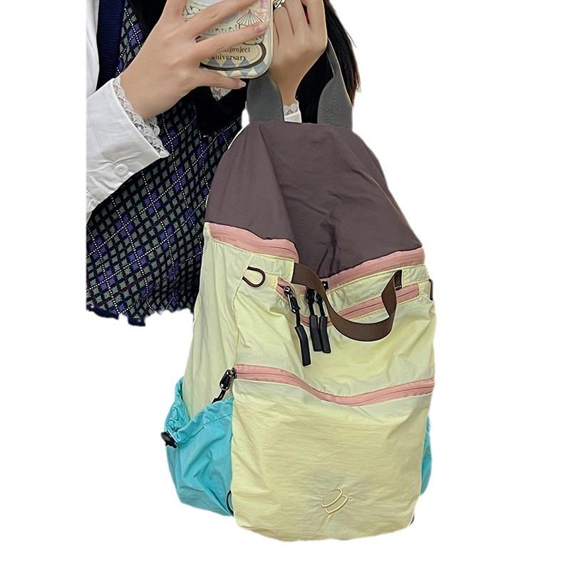 Outdoor Hiking Bag Korean Girl Campus Casual School Bag Backpack Women'S Large-Capacity Mountaineering Bag Contrasting Colors