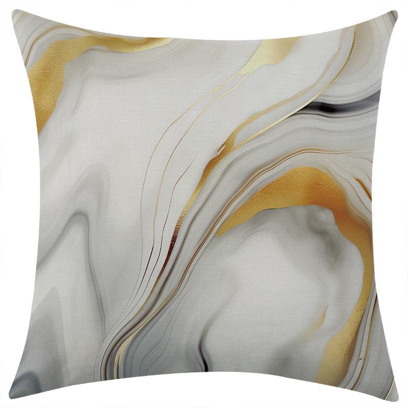 

New Light Luxury Gilded Impression Linen Printed Pillowcase, Car Sofa Waist Pillow Cushion 45 * 45 separate pillow cover