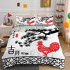 Chinese Culture Style King Queen Duvet Cover Festive Red Bird Dog Bedding Set New Year Comforter Cover Polyester Quilt Cover