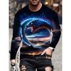 Camiseta Antigua China con Patrón de Dragón Loong para Hombre Camisetas Frescas con Estampado 3D de Dragón Mangas Largas Casuales Camisetas Unisex Tops Holgados de Cuello Redondo