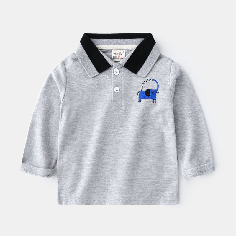 Children's Clothing Babies' Long Sleeve T-shirt Bottoming Shirt Boys' Lapel Polo Tops Spring and Autumn Baby Boys' Casual Clothes