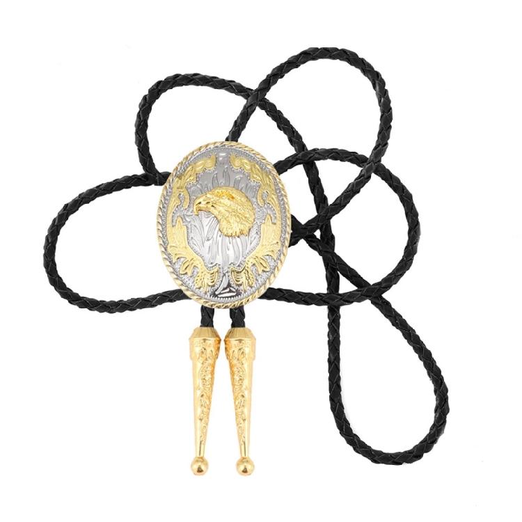 Classical Bolo Tie for Women Men Vintage Carved Head Disc Necktie Western PU Rope Necklace Shirt Tie for Formal Event