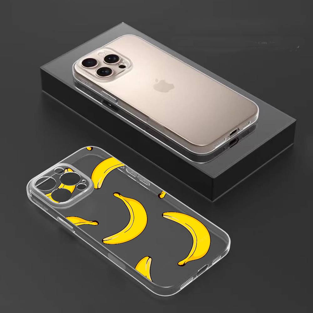 F-Fruit B-Banana P-Pattern Phone Case For iPhone17,16,15,14,13,12,11 Plus,Pro Max Soft Transparent Cover iPhone15promax