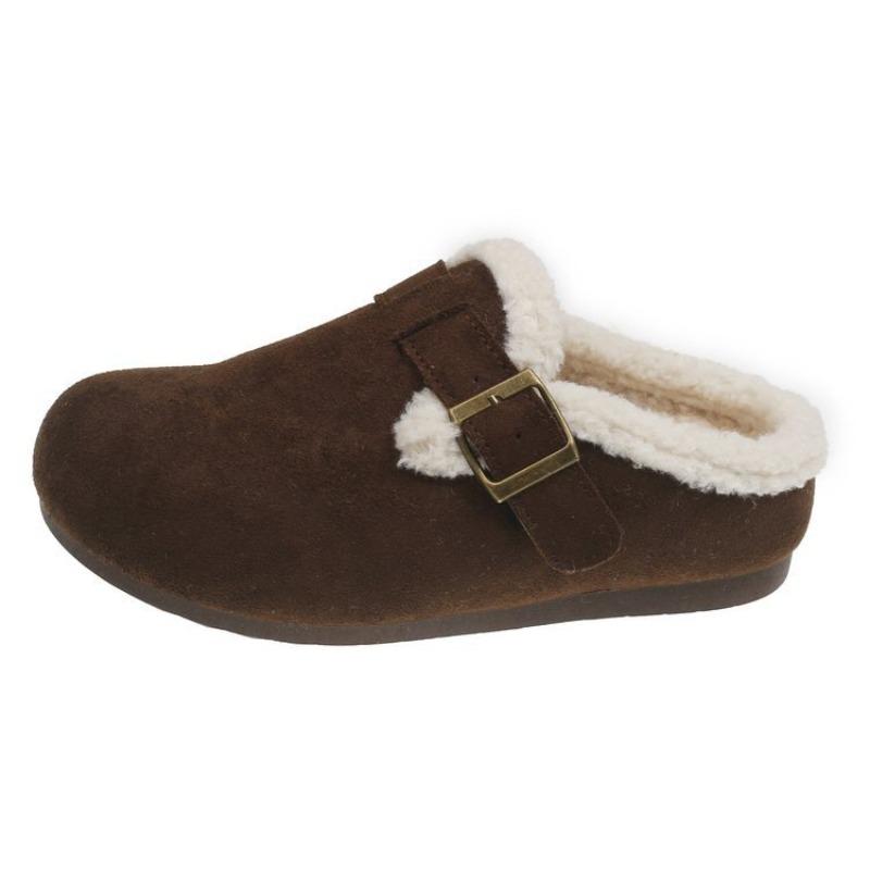 Thick-bottomed Bag Head Tow Women's New Winter Fashion Versatile Velvet Short Boots Warm Fluffy Bread Cotton Tow