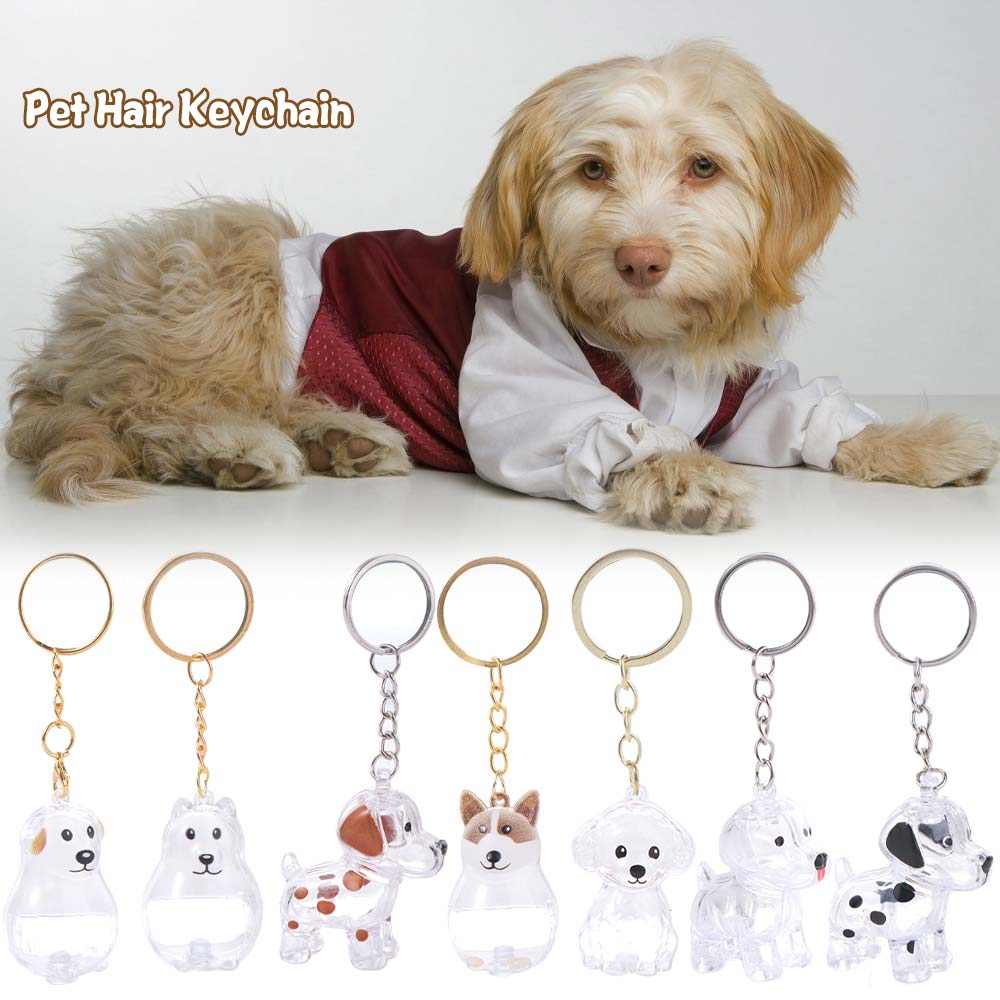 Dog Shape Pet Hair Keychain Hair Grooming Puppy Pendants Dog Hair Storage Box  Jewelry Gift