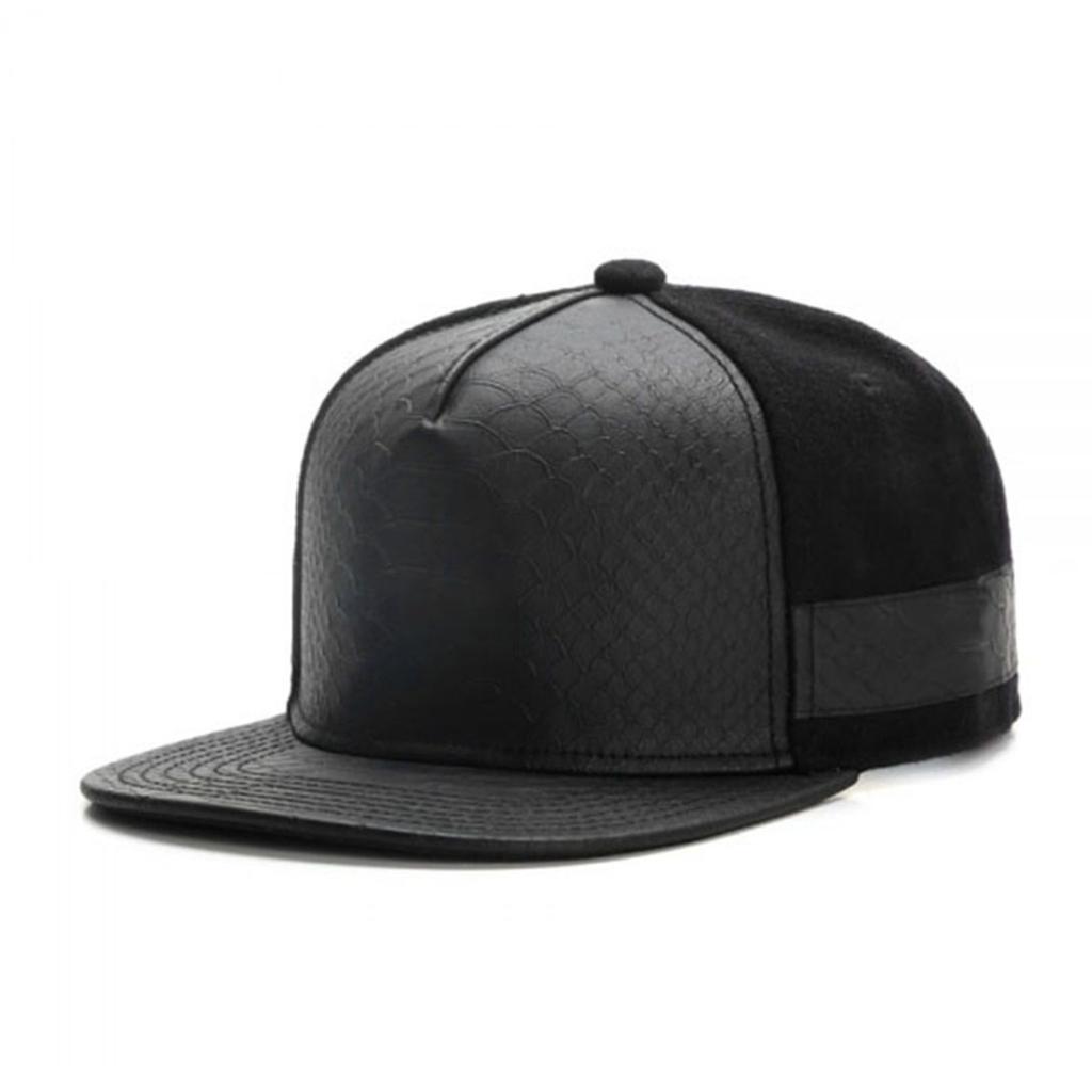 Hip Hop Blank Black Leather Adult Sun Hat Hip Hop Baseball Hat