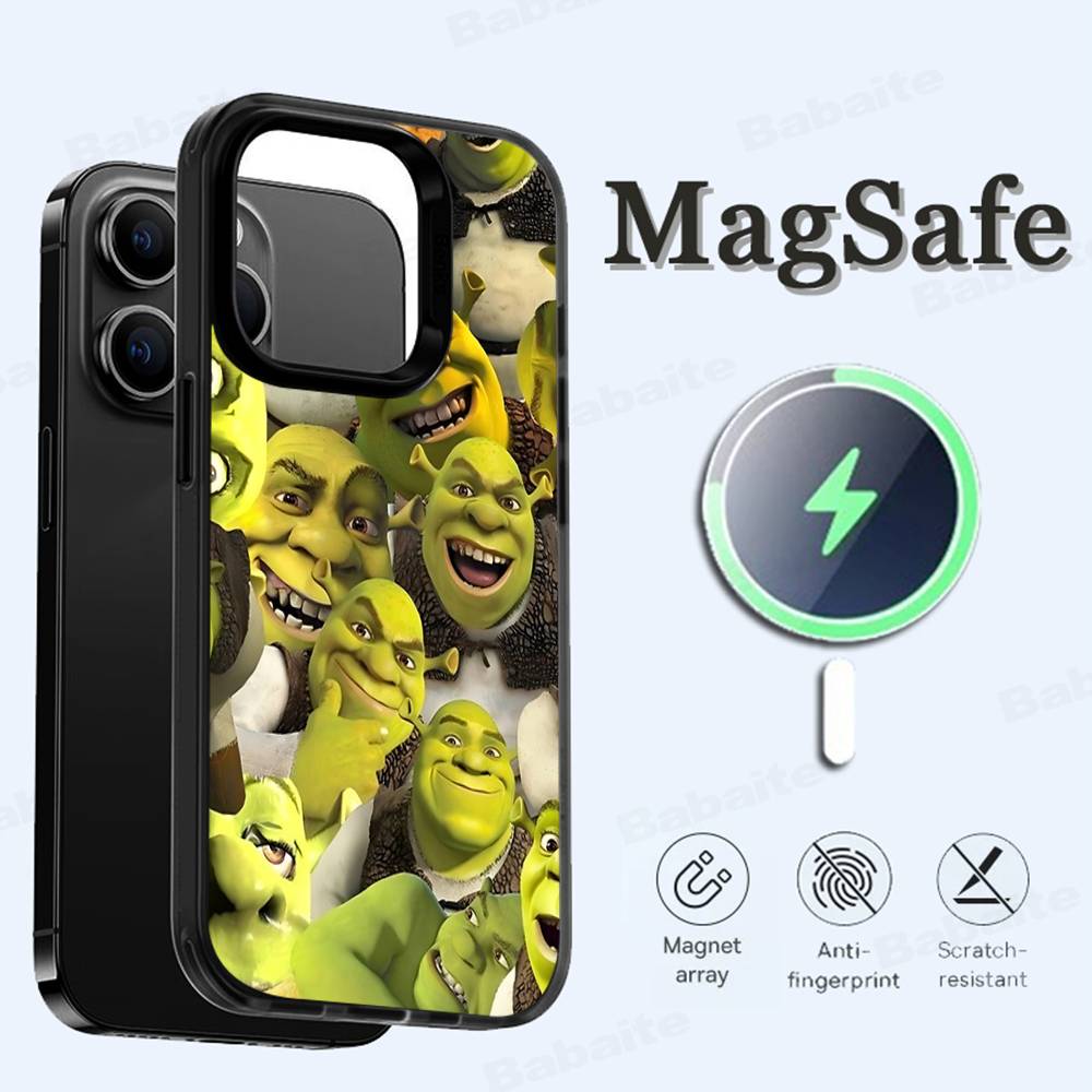 Cartoon S-Shreks Phone Case Magnetic Case For IPhone 16 14 13 12 11 15 Pro Max Plus For Magsafe Wireless Charge Cover