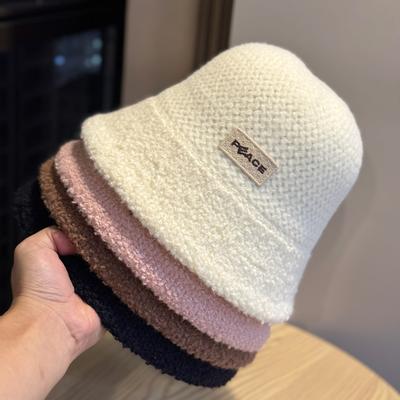 Fisherman Hat Women's Face Showing Small Hat Women's Autumn and Winter Plush Thickened Warm Windproof Basin Hat Trendy