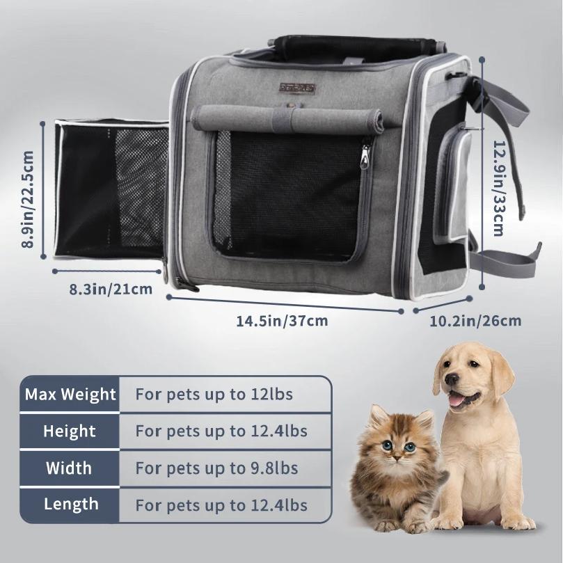 Hunde Fahrradkorb, Erweiterbarer Weichwand Haustiertrage Rucksack mit 4 offenen Türen, Zusammenklappbarer Hunde Fahrradträger 15 lbs Weichwand Do