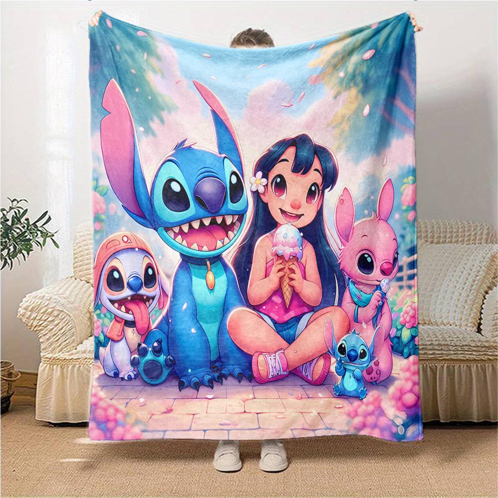 1Pc Lilo Stitch Adventure Blanket Soft Throw Blanket For Home Bedroom Bed Sofa Travel Office Solid Christmas Blanket