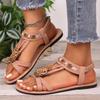 Fashion Bohemia Flower Decoration Cross Strap Gladiator Sandals Women Soft Sole Flat Heels Sandals Women 2025 Summer Fashion Beach Shoes