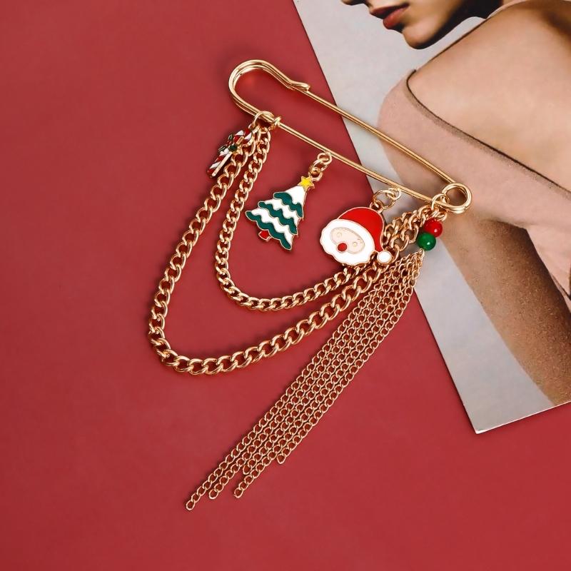Enamel Pin Backpack Cool Lapel Hat Pin Jackets Funny Christmas Enamel Brooch Christmas Tree Elk Bell Fashion Jewelry