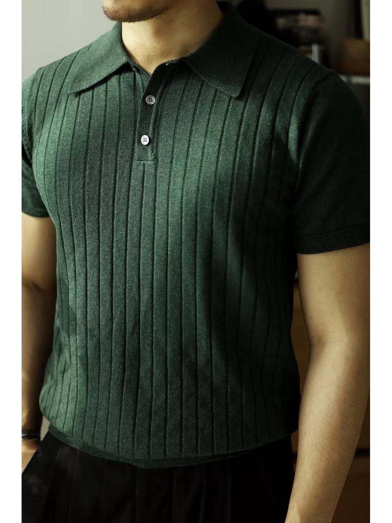 Polo de Manga Corta para Hombre de Color Sólido - Estilo Trendy, Versátil y Juvenil para el Verano