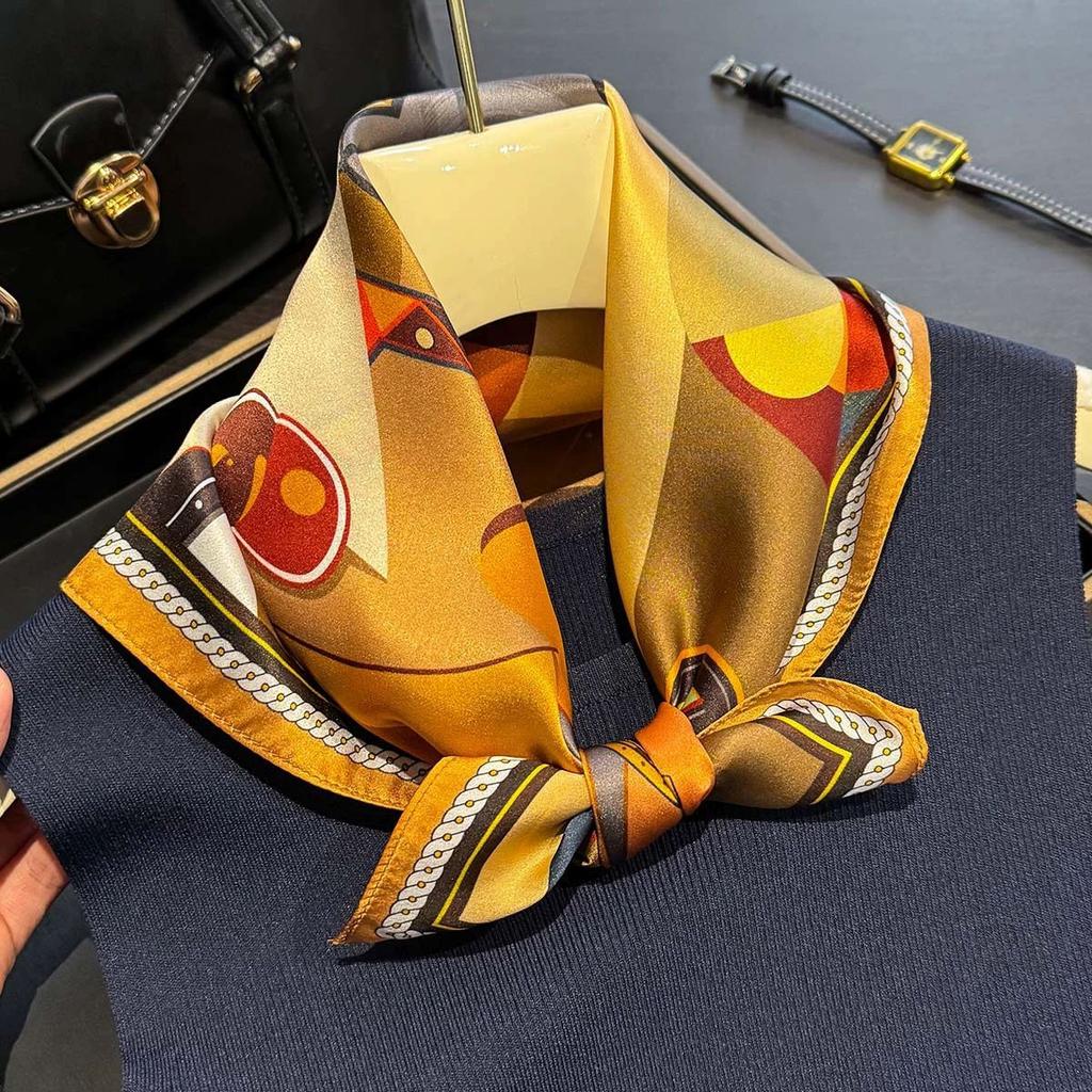 Fashion 100% Real Pure Silk Headscarf Square Scarf For Women Shawl Foulard Hijab Neckerchief Bandana Print Bufanda Echarpe