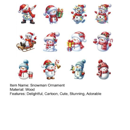 Christmas Snowman Ornaments Cartoon Snowman Hanging Decoration Xmas Tree Wooden Crafts for Tree Car Holiday Home Decor